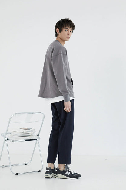 Elastic Waist Wide-leg Cropped Pants