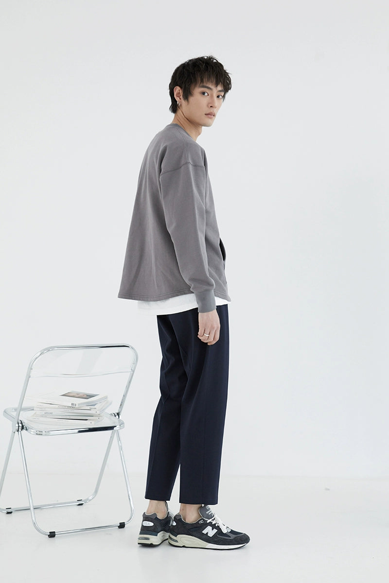 Elastic Waist Wide-leg Cropped Pants
