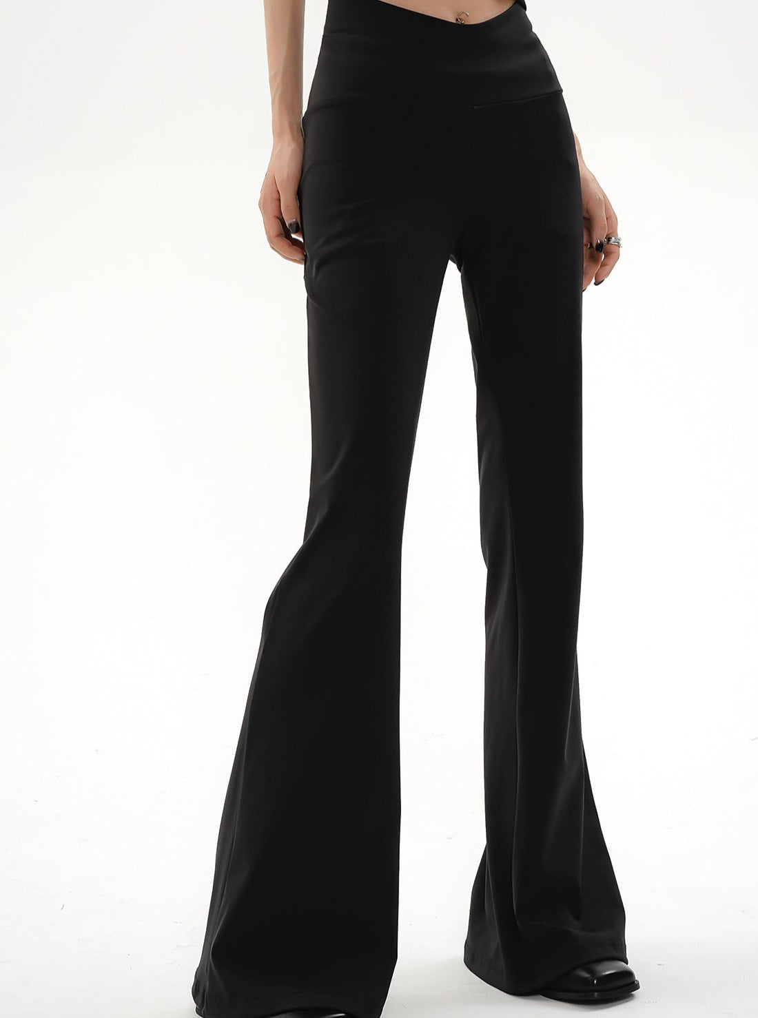 High-waisted Flared Yoga Pants - Black Stretchy Bell Bottom Leggings
