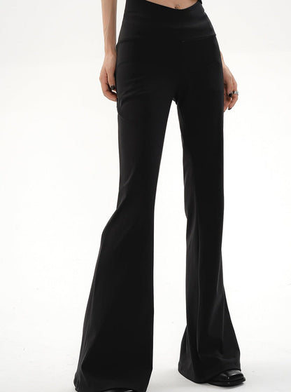 High-waisted Flared Yoga Pants - Black Stretchy Bell Bottom Leggings