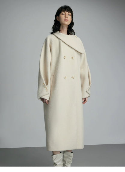 Oversized Cream Wool Winter Coat