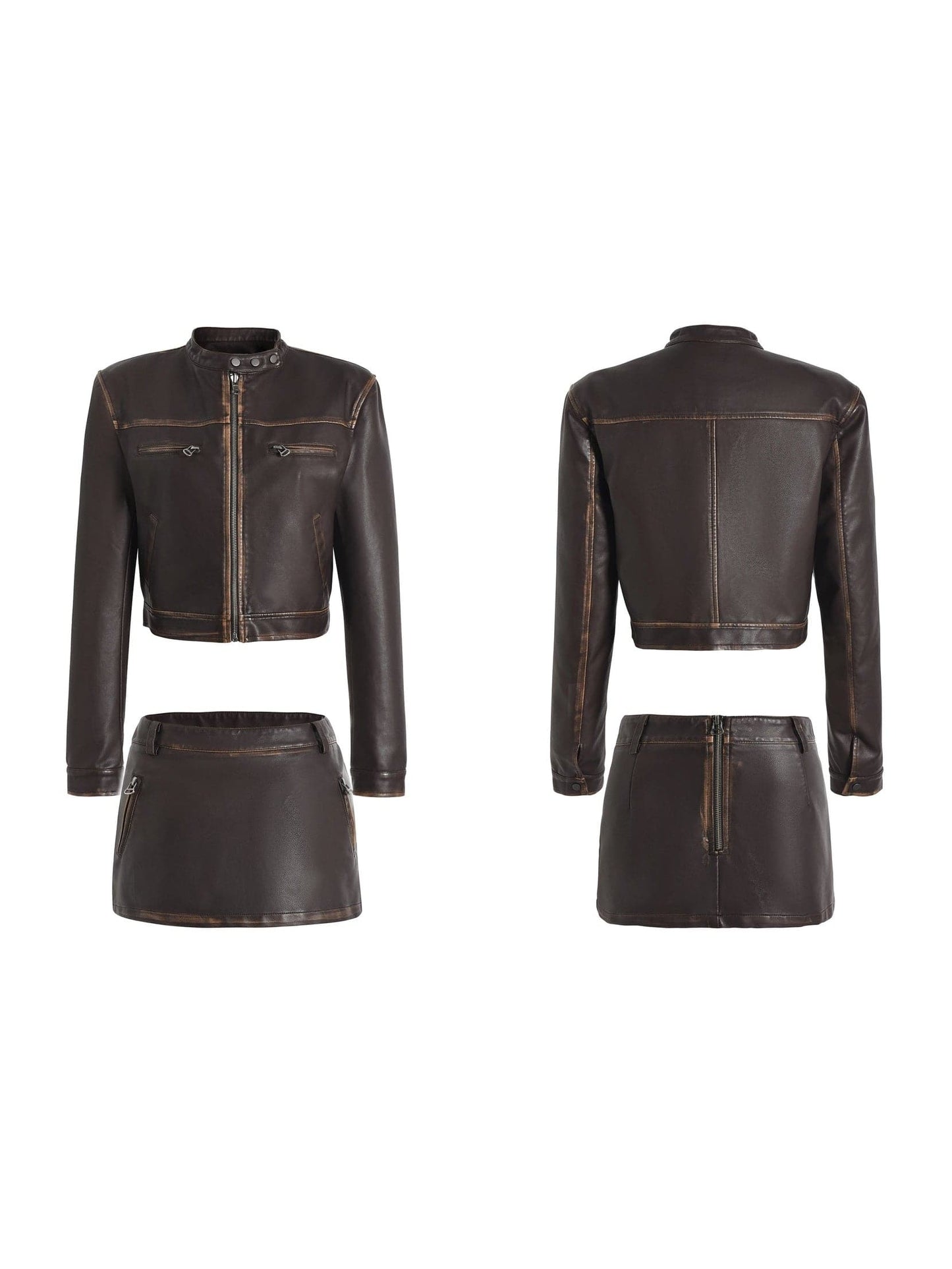 Leather Jacket & Micro Mini Skirt
