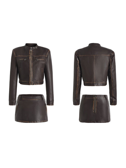Leather Jacket & Micro Mini Skirt