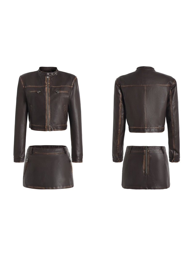 Leather Jacket & Micro Mini Skirt