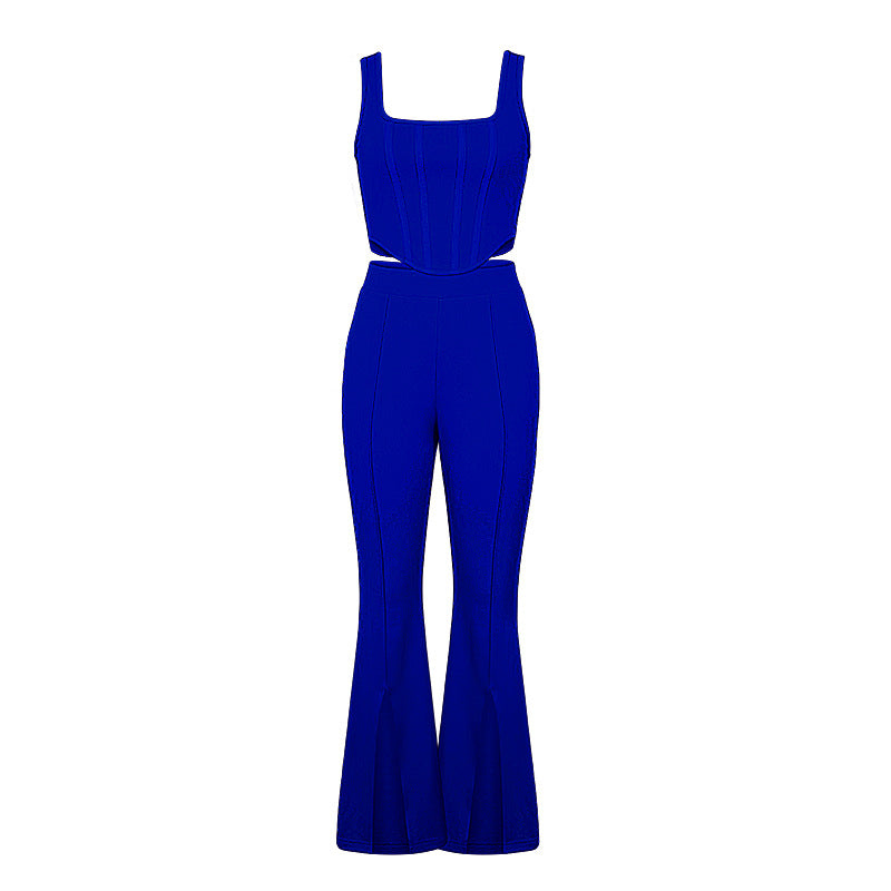Summer Pants Suit Color Office Sleeveless Vest Split Trousers Two Suits
