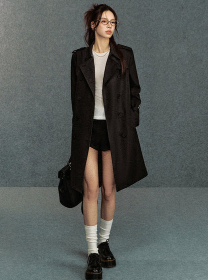 Classic Double-breasted Trench Coat: Belted Outerwear for