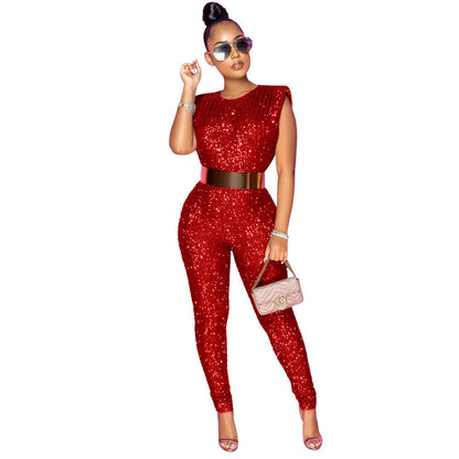Fashionable Sleeveless Jumpsuit Without Belt