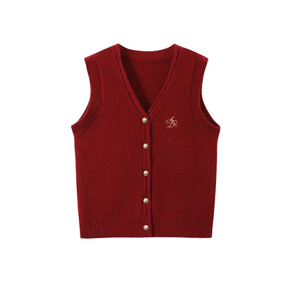 Classic Sweater Vest - Button-front Knit Sleeveless Cardigan