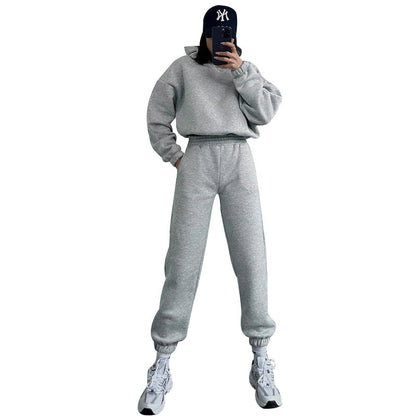 Autumn Winter Color Hooded Long Sleeve Sweater Clothing Trousers Suit