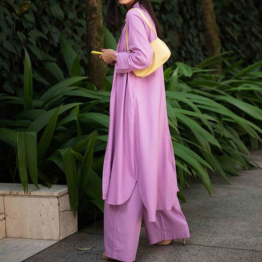 Fall Trench Coat Wide Leg Pants Clothing Three-piece Suit