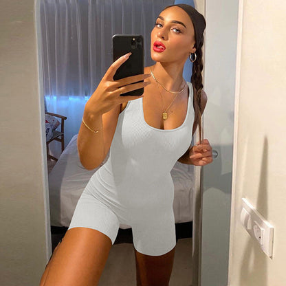 Clothing Spring Color U Collar Slim Slim Backless Jumpsuit