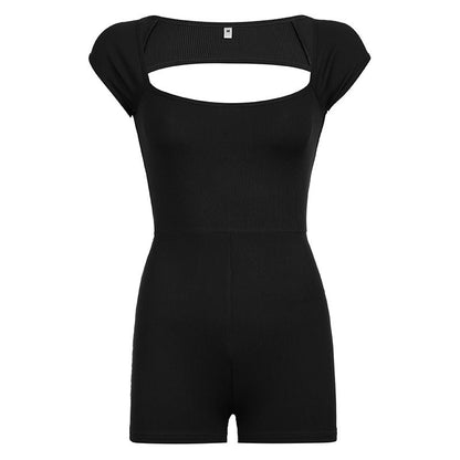Sports Clothing Color Hollow Out Cutout Backless Lace Up Jumpsuit Sheath One Piece Top Shorts Outer Wear