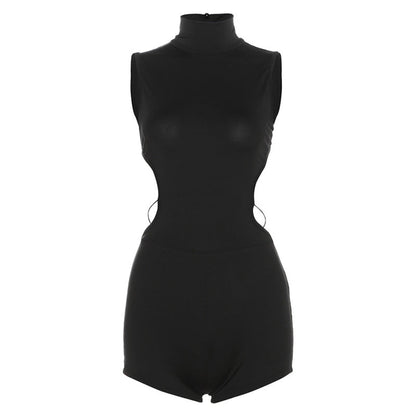 Summer Trends Round Neck Hollow Out Cutout Out Slim Fit Hip Raise All Match Backless Jumpsuit