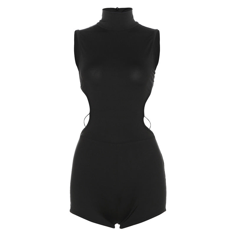Summer Trends Round Neck Hollow Out Cutout Out Slim Fit Hip Raise All Match Backless Jumpsuit