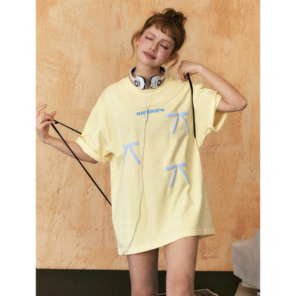 Ezek Neplaura Bow Print Oversized T-shirt - Graphic Tee