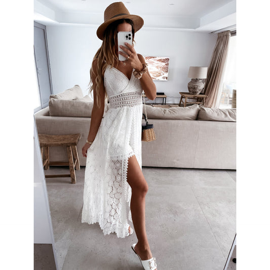 Strap Stitching Jumpsuit Home Vacation Hollow Out Cutout Jumpsuit