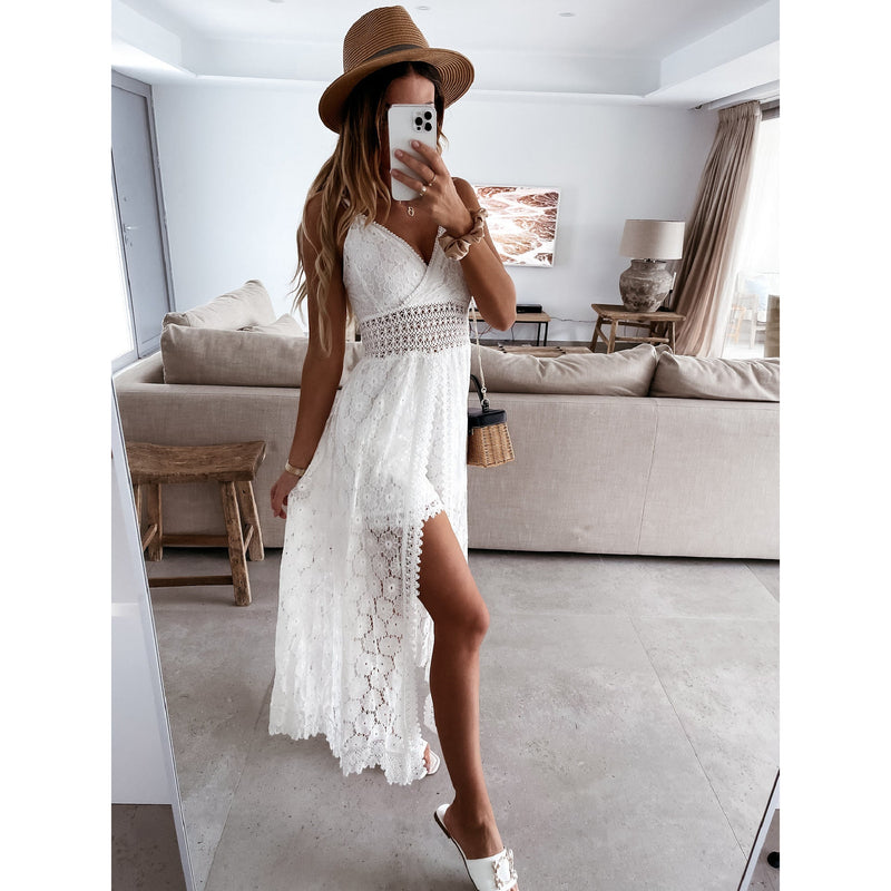 Strap Stitching Jumpsuit Home Vacation Hollow Out Cutout Jumpsuit