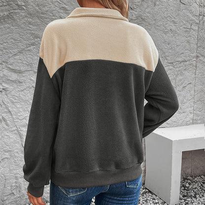 Autumn Winter Sweatshirt Stand Collar Long Sleeve Polar Fleece Multicolor Hoodie