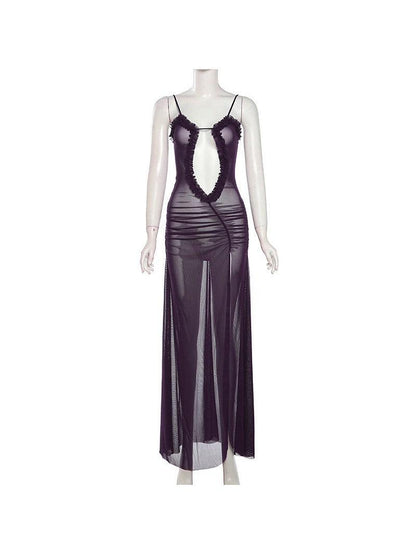 Cutout Suspender Ear Print Loose Fitting Cropped Maxi Dress