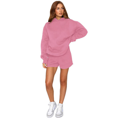 Autumn Winter Color Hooded Pullover Long Sleeve Sweaters Clothing Shorts Suit