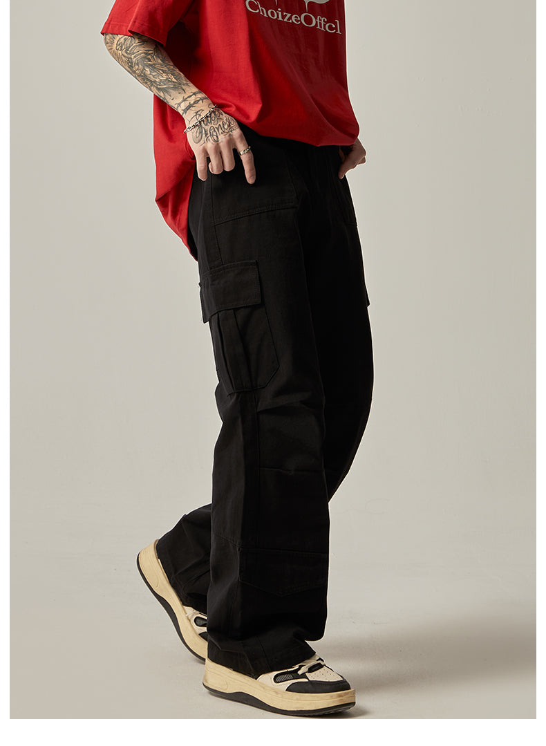 Brown Military Wide Cargo Pants
