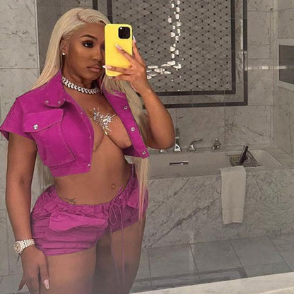 Clothing Summer Pocket Top Shorts Set for