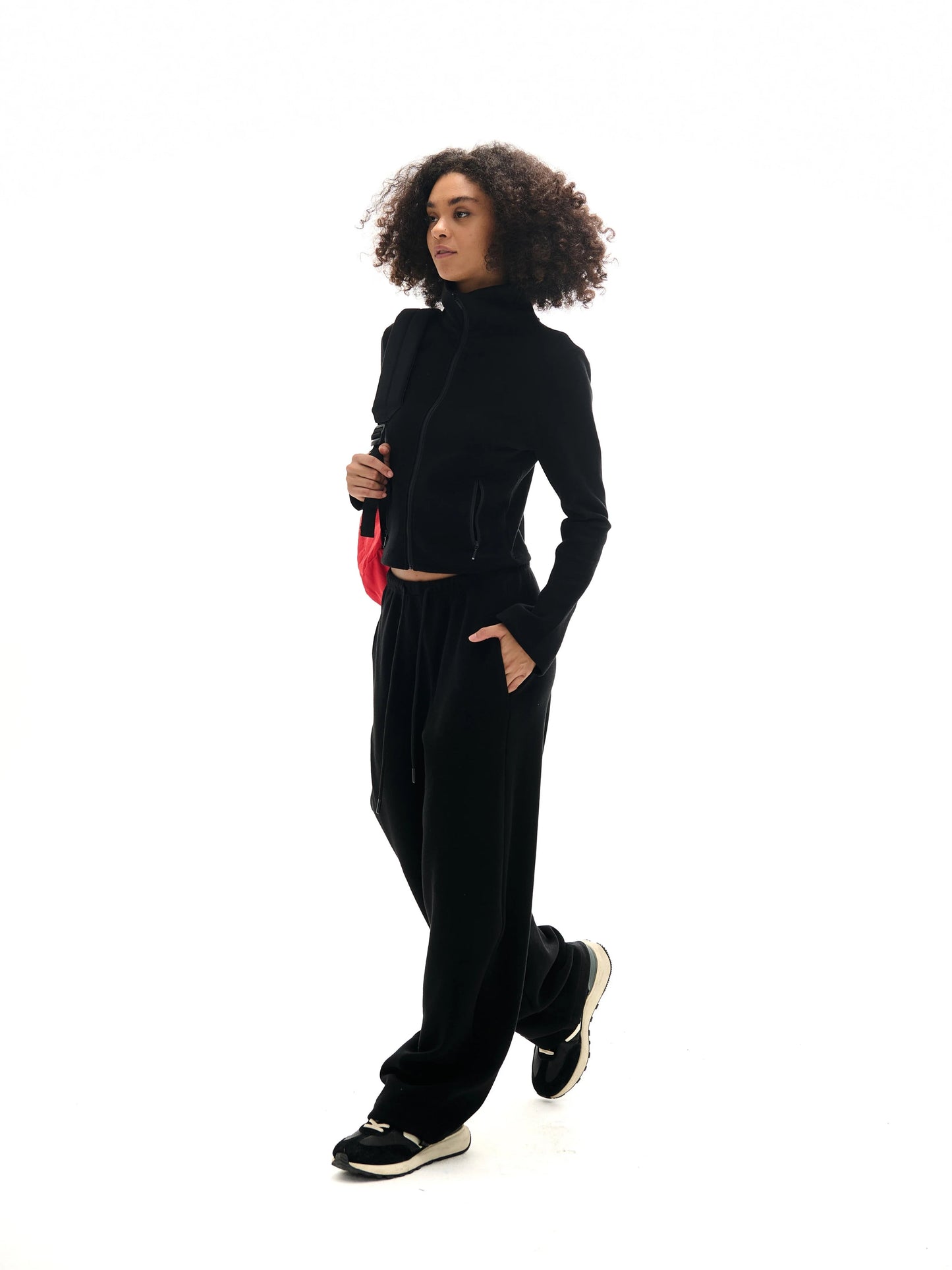 High Collar Zipper Sweatshirt and Sweatpants Set