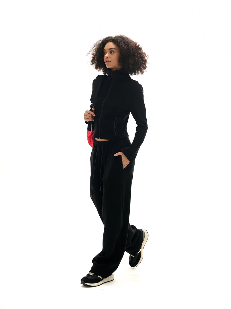 High Collar Zipper Sweatshirt and Sweatpants Set