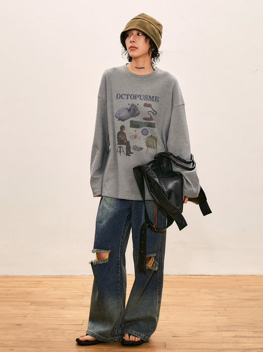 Octopusme Oversized Graphic Sweatershirt