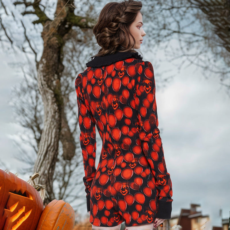 Million Halloween Ai Balloon Grimace Contrasting Color of Black Red Romper Clothing