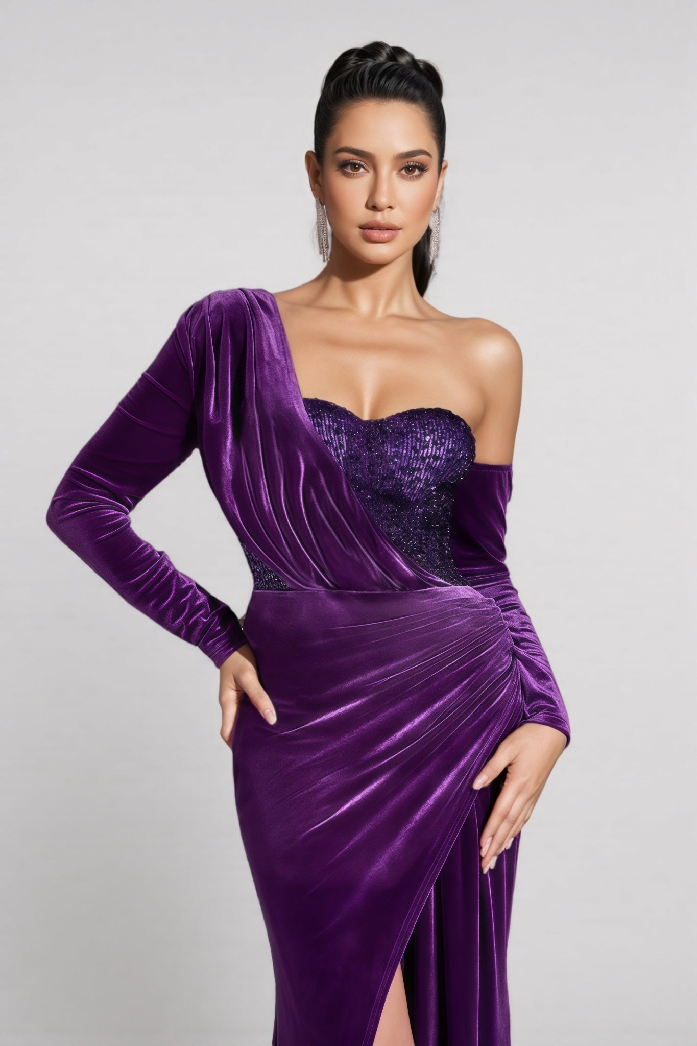 Lopez Purple Sequin Maxi Dress