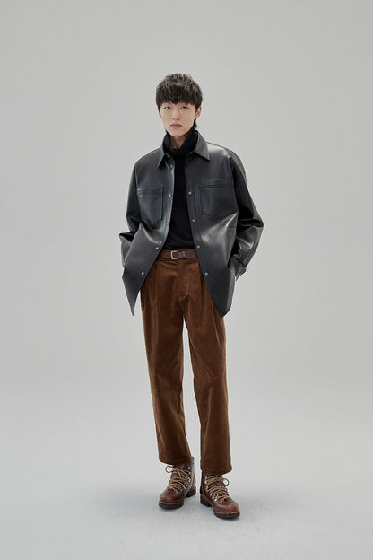 Wide Waist Tab Double-pleated Relaxed Cropped Pants
