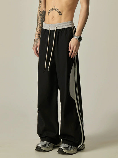 Wide-leg Contrast Stripe Track Pants
