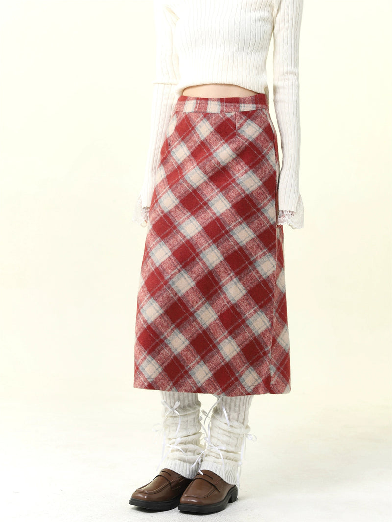 High-waisted Plaid Skirt