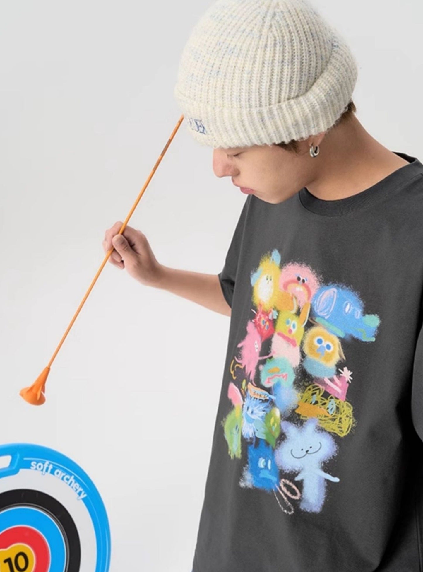 T-shirt With Gradient Cartoon Print