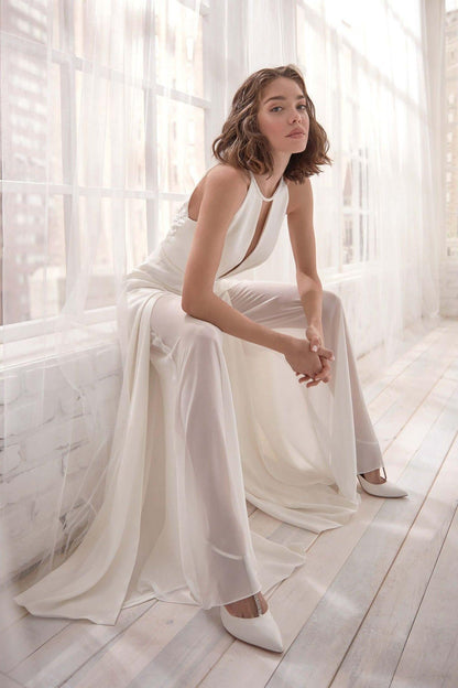 Deep V Halter Neck Jumpsuit