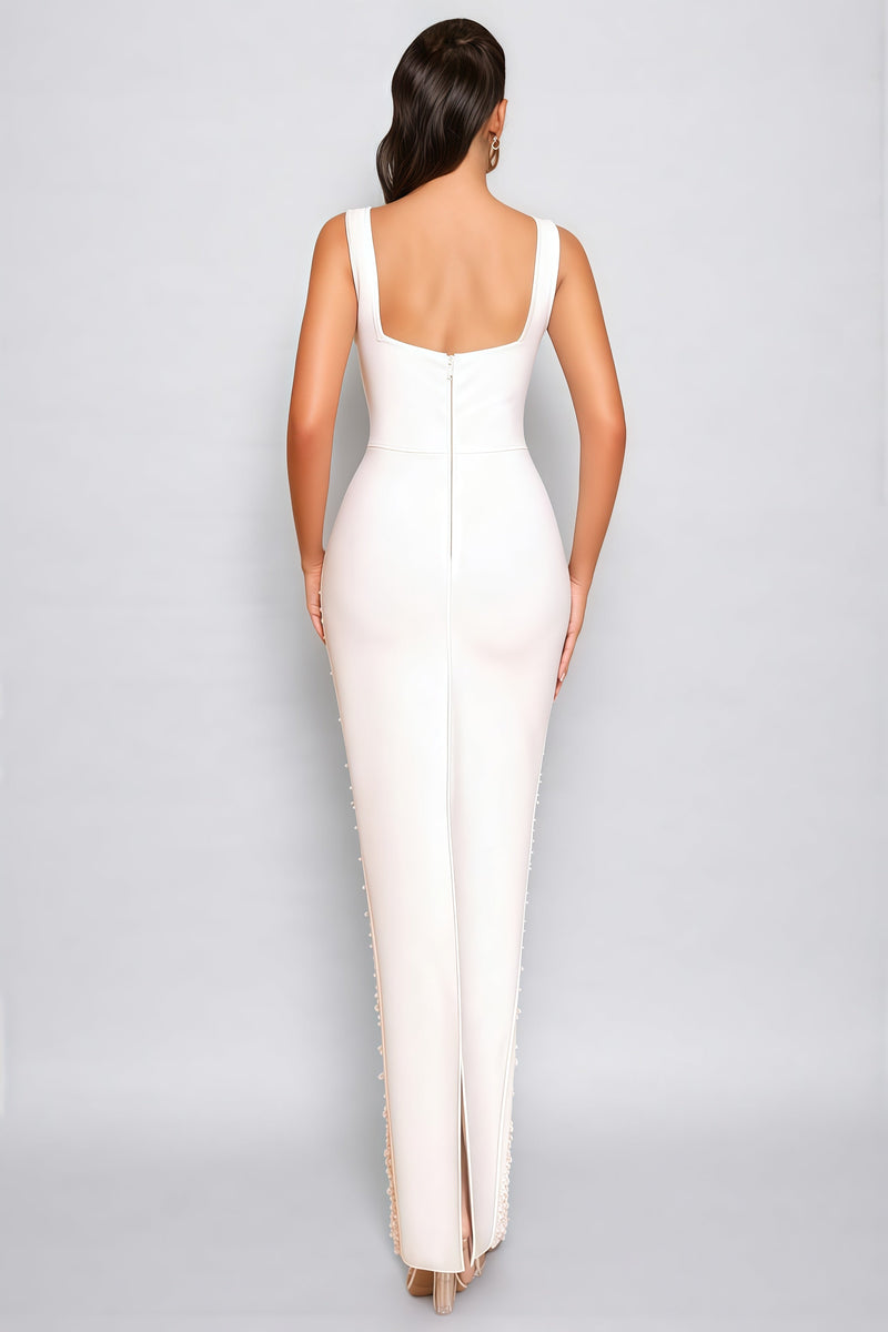 Maba White 3d Maxi Dress