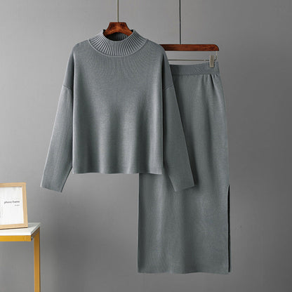 Clothing Autumn Loose Long Skirt Two Piece Suit Sweater