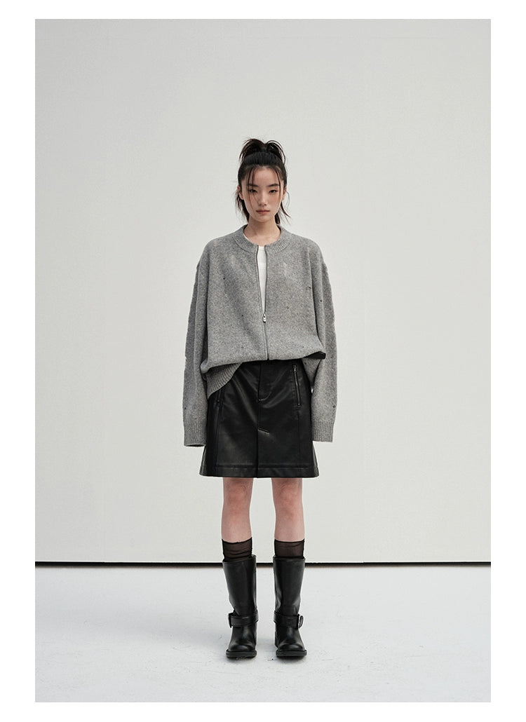 Irregular Distressed Open-knit Cardigan/vest