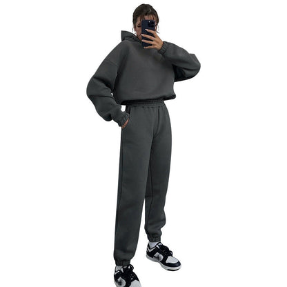 Autumn Winter Color Hooded Long Sleeve Sweater Clothing Trousers Suit