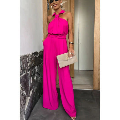 Spring Summer Pocket Sleeveless Jumpsuit Loose Vacation Multi Color Jumpsuit