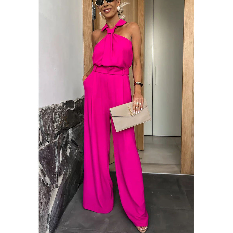 Spring Summer Pocket Sleeveless Jumpsuit Loose Vacation Multi Color Jumpsuit