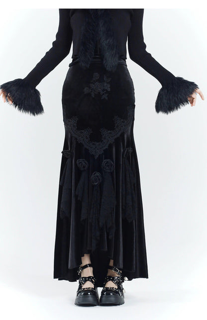 Ladyghost Gothic Velvet Maxi Dress