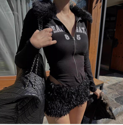 Furry Low-waist Hot Pants