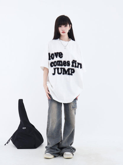 Fluffy T-shirt With Embroidered Logo