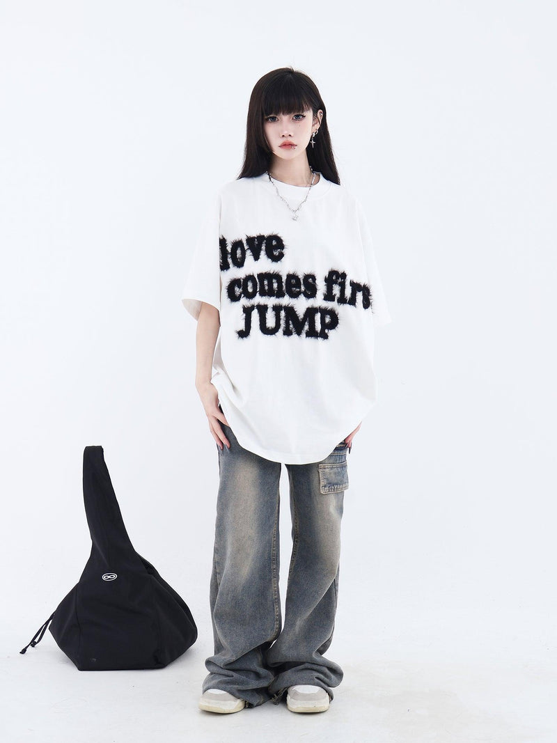 Fluffy T-shirt With Embroidered Logo
