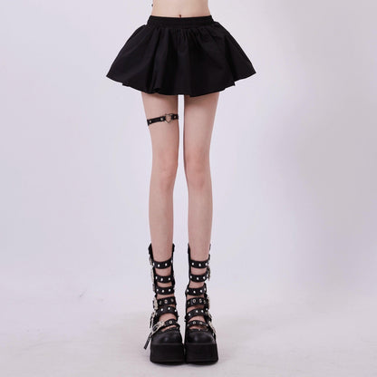 Rayohopp High-waisted Flared Mini Skirt - Black Skater Style With Elastic Waistband