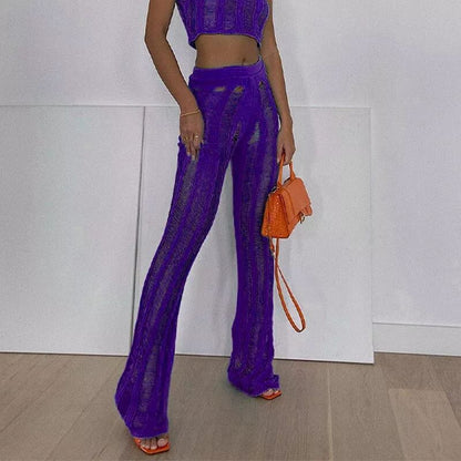 Two Piece Suit Color Knitted Suit Vest Pants Two Piece Set