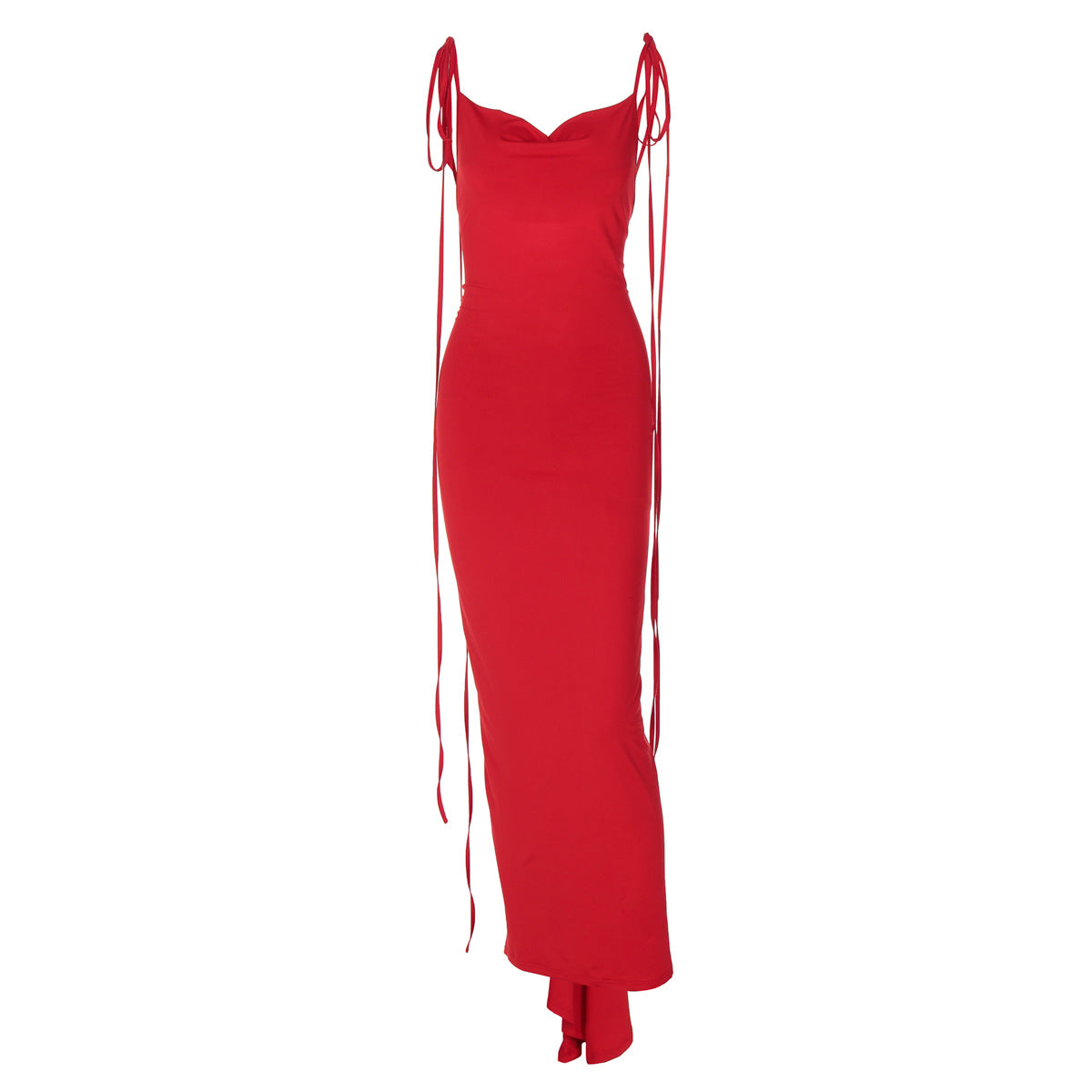 In Clothing Summer Backless Pleated Lace Up Maxi Dress