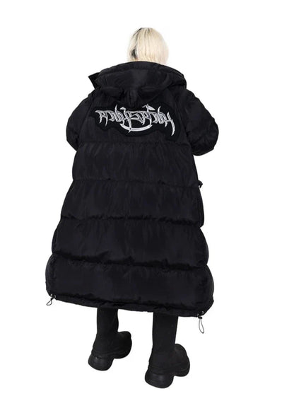 Pinkspink Cat Ear Hooded Puffer Coat - Jet Black